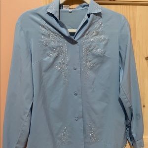 Vintage blue collared button up shirt